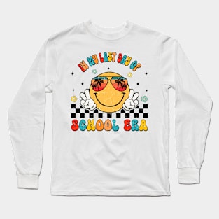 In My Last Day Of School Era Groovy Retro Smile Face Summer Long Sleeve T-Shirt